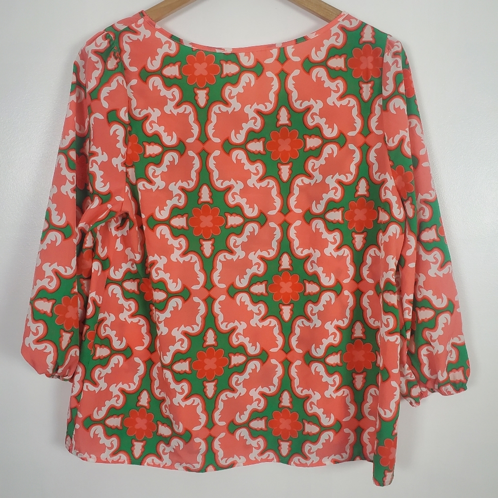 Peach Love Cream blouse pink and green small - Picture 2 of 4